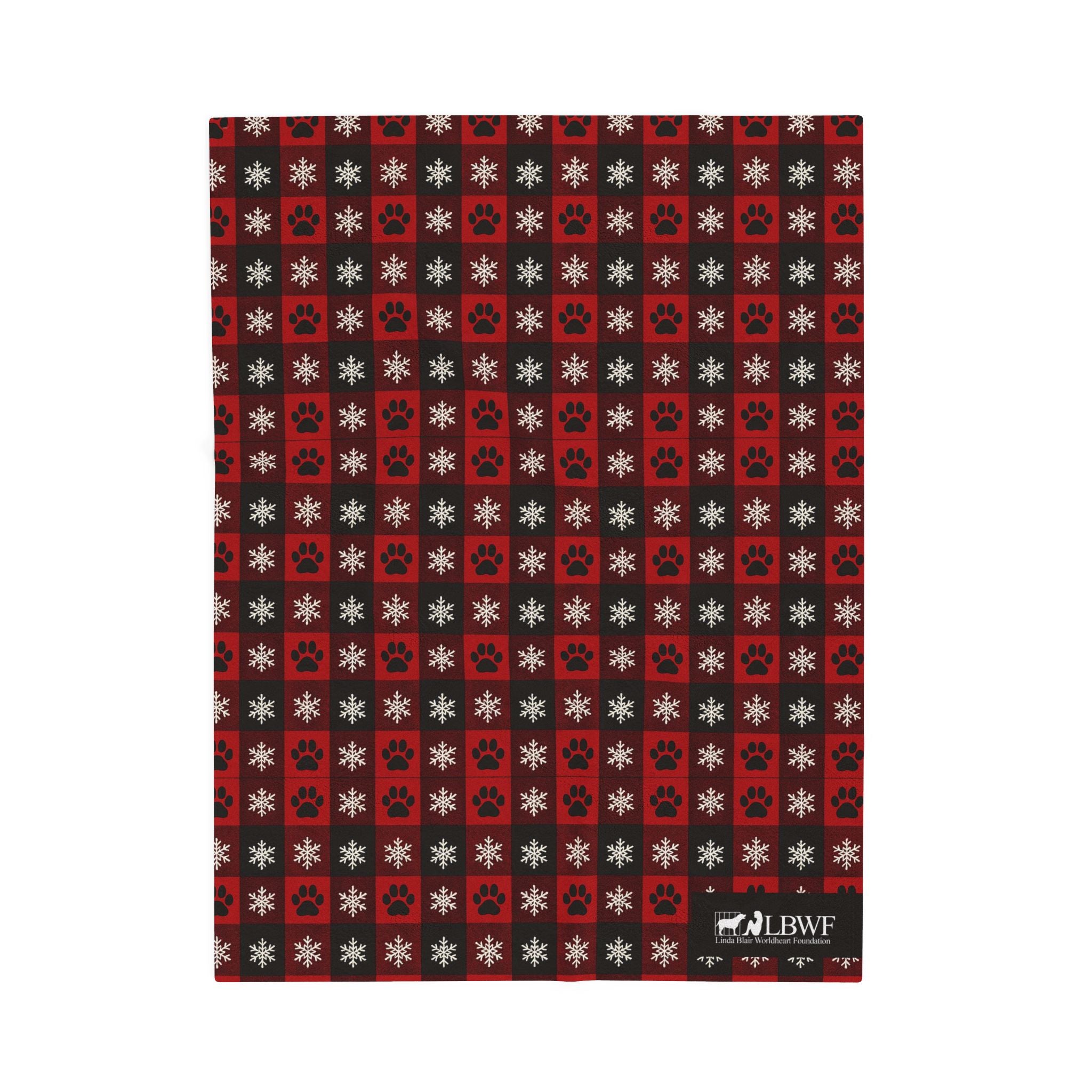 Winter Paw-Print Plaid Pet Blanket