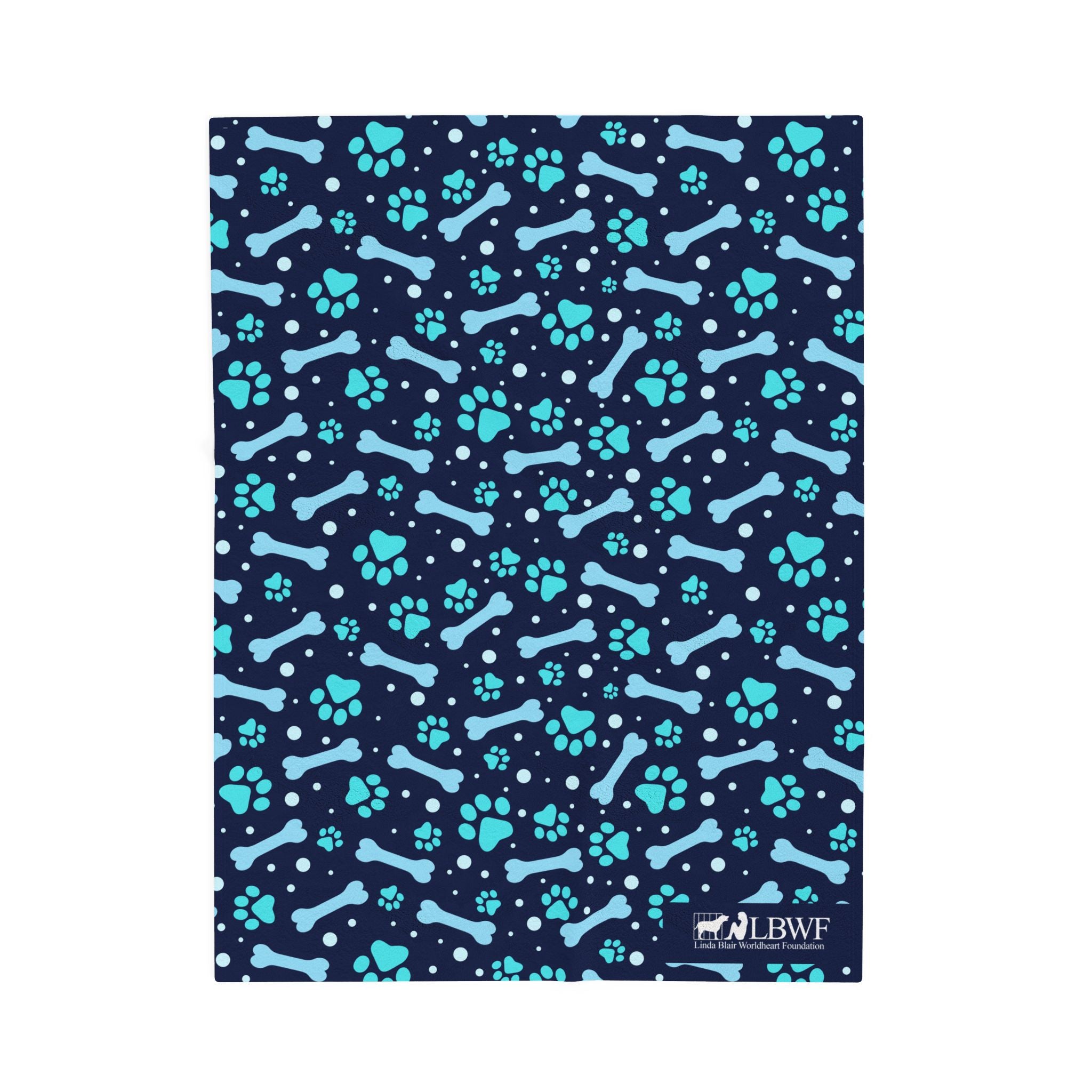 Blue Paw Prints and Bones Dog Blanket