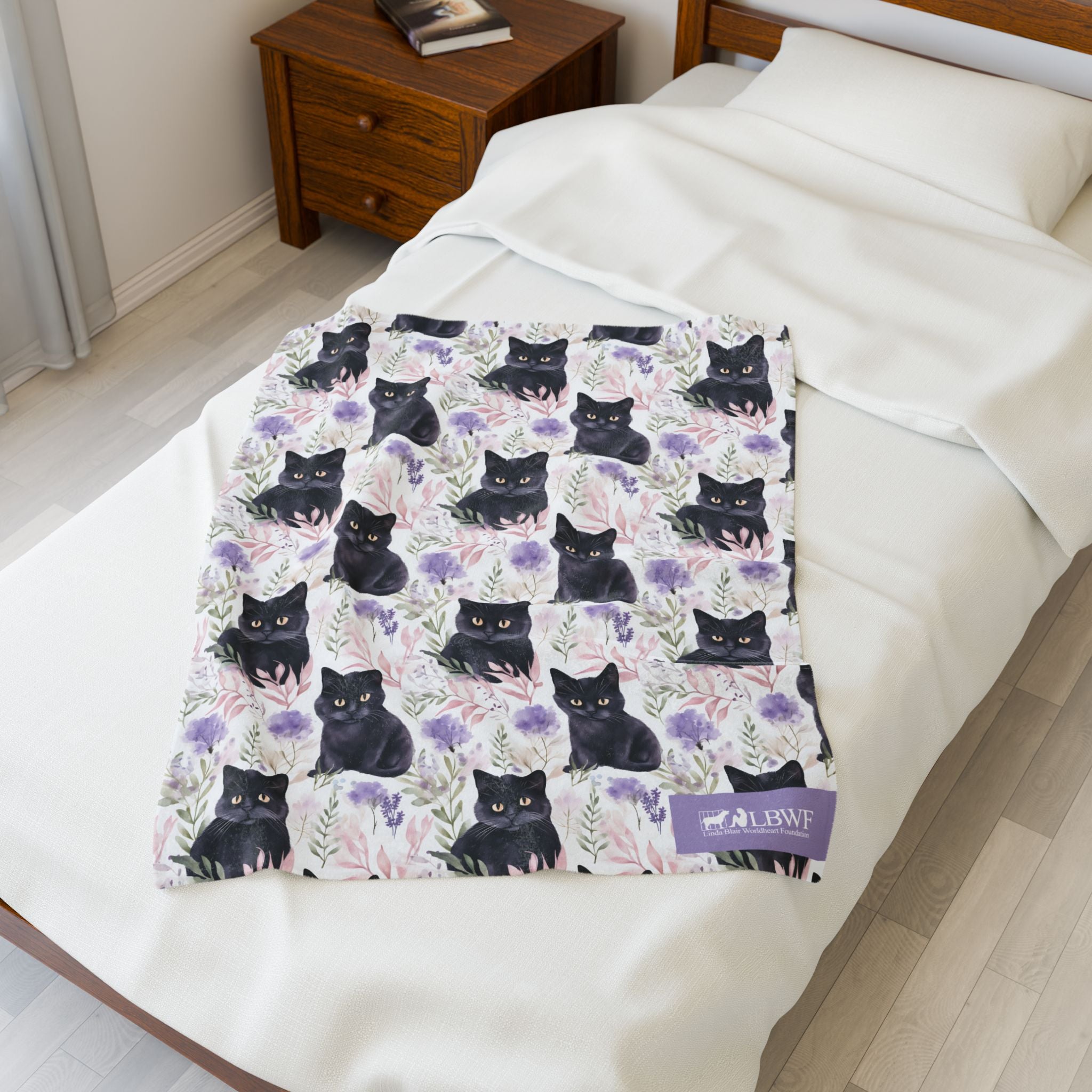 Velveteen Pastel Black Cats Plush Blanket for Cat